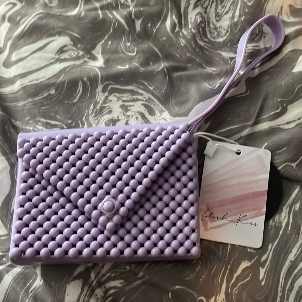 NWT Blush Kiss purple jelly wristlet